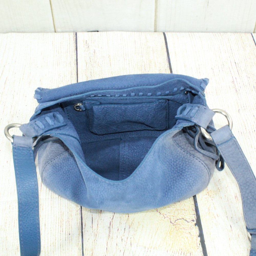 Cole Haan Blue Suede Flap Crossbody Purse Shoulder - Picture 9 of 11